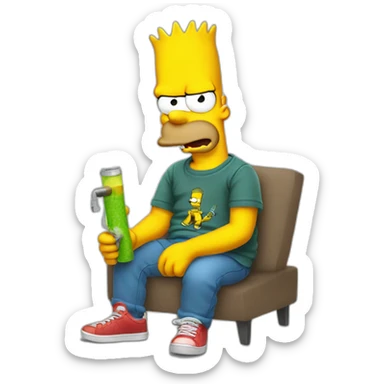 Bart Simpson with a hookah sticker
