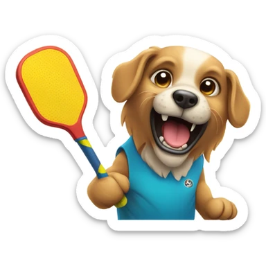 Dog playing pickle ball  sticker