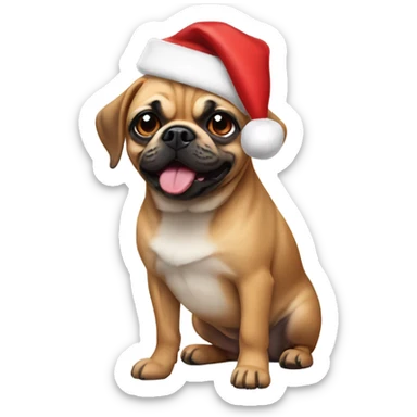 Puggle wearing Santa hat  sticker