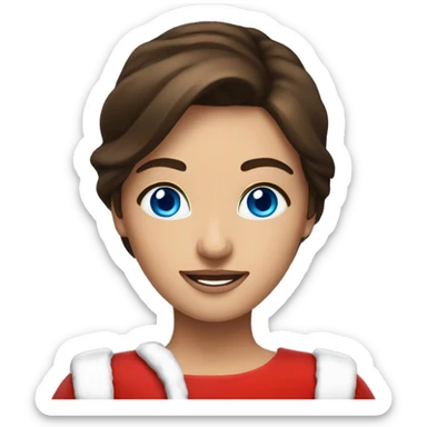 brunette woman in santa costume with blue eyes and tanned sticker