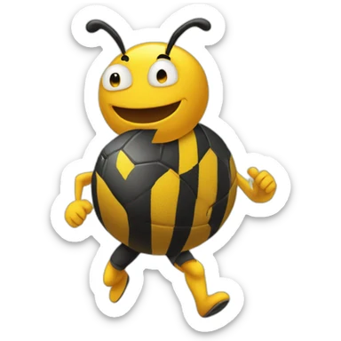 bee playing handball sticker