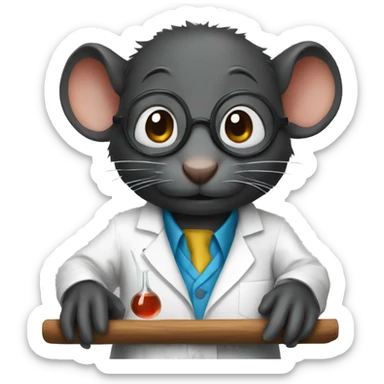 Black rat scientist sticker