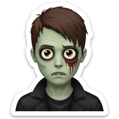zombie, emo guy, with dark circles under his eyes and brown hair down to his cheekbones sticker