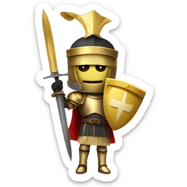 Golden knight holding banner overhead sticker