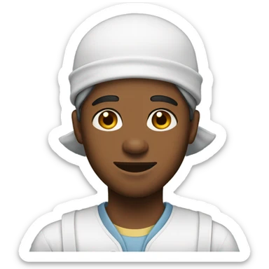 Young brown skin man wearing a bonnet in a Amazon work outfit  sticker
