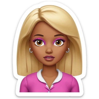 Brown skin blonde hair barbie with bruised eye  sticker