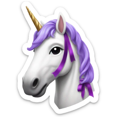 Unicorn with purple ribbon sticker