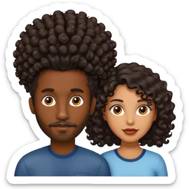 Dark brown skin man with a light beard and a curly   fade haircut with dark brown eyes with a brown skin  Latina woman with dark wavy hair  sticker
