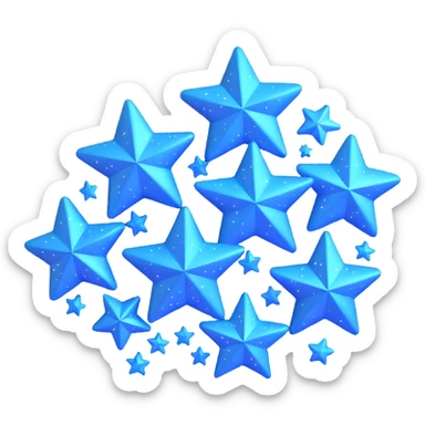 shiny blue cluster of stars and sparkles, dense and bright, with sparkling highlights sticker