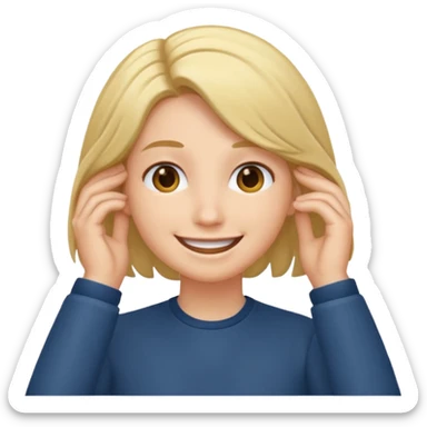 Tuck hair behind ear smile emoji sticker