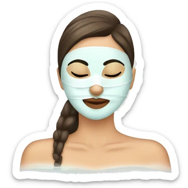 Lady with face mask spa beauty full face relaxing sticker