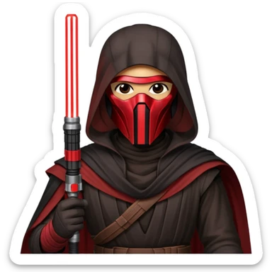 Darth Revan with his mask on holding red lightsaber mainly face shot not as much body sticker