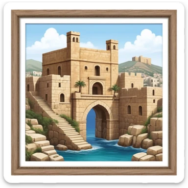 Cinematic Realistic Byblos Old City Landmark Emoji, depicted with ancient, weathered stone structures rendered with lifelike detail and nostalgic, warm lighting. sticker