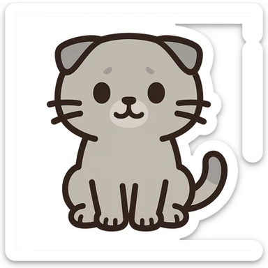 flat toon kawaii scottish fold kitten sitting, twitter style emoji sticker