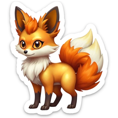 Shiny Dark Fennekin-Vulpix-fusion-hybrid full body sticker