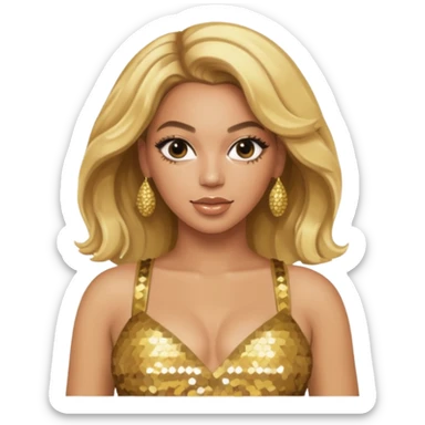 Beyonce with blonde hair, gold sequin crop top  sticker
