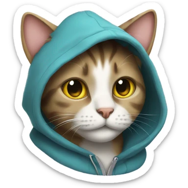 Cat wearing hoodie sticker
