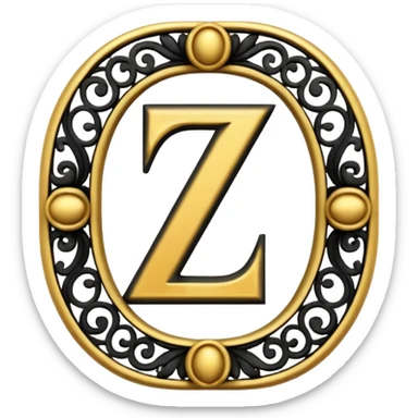 letter Z in black and gold sticker