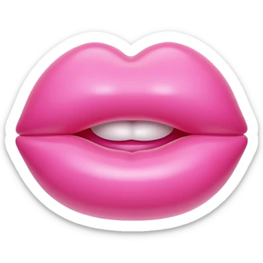 pink puffy inflatable balloon shiny lips sticker