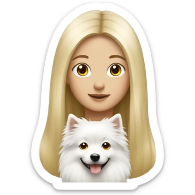 Girl blond long hair and white German spitz  sticker