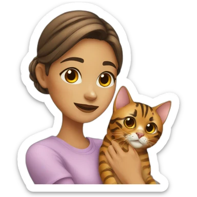 Girl with bengal cat sticker