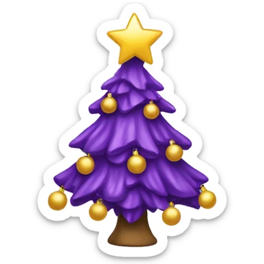 Purple Christmas tree with a bow sticker