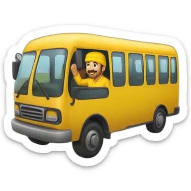 Armenian men in yellow clothing in the bus sticker