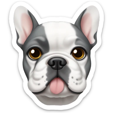 a gray and white French bulldog whose muzzle is divided in half into two colors sticker
