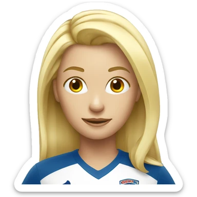 blond women with soccer  sticker