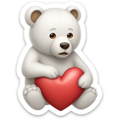 Bear holding a heart sticker