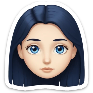 long dark hair with big blue eyes and long dark eyelashes round face sticker