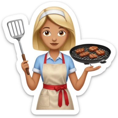 mujer haciendo asado sticker