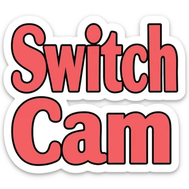 Bubble letters in red and outlined in black, Words Switch Cam , sticker