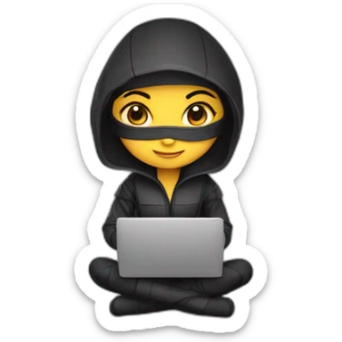 cute woman ninja programmer with laptop sticker