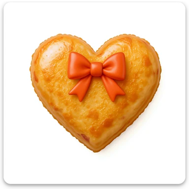 food heart emoji, shiny, with a bow accent, no background sticker