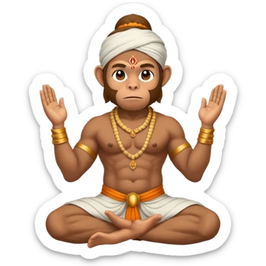 Hanuman ji monkey face hunk build body having mukut and dhoti and should be seated in pease to pray Ramji sticker
