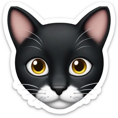 black cat with a white chin and white paws sticker