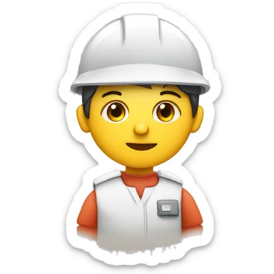 Ingeniera con casco rojo y un bebé sticker