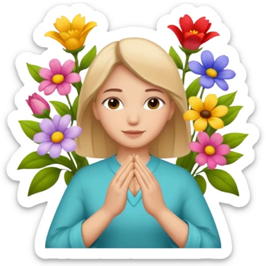 Flowers and prayer hands hoping you’ll feel better sticker