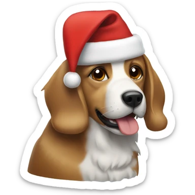 Dog with and Santa hat sticker