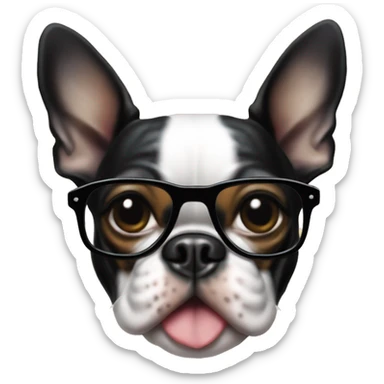 Un boston terrier avec des lunettes qui joue de la guitare  sticker