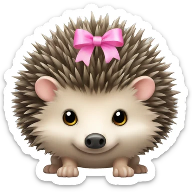 hedgehog with a pink bow sticker