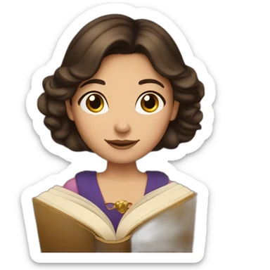 Brunette princess with book sticker