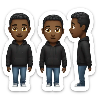 A black guy with short hair wearing a black hoodie  sticker