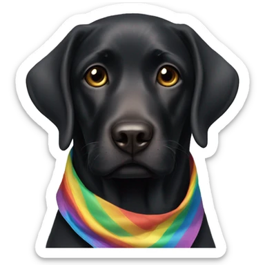 black labrador with brown eyes with rainbow bandana sticker