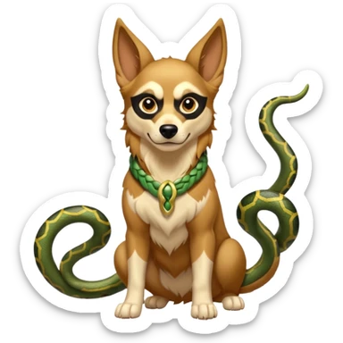 loki god of mischief as a dog. he as snakes.  dynamic pose sticker