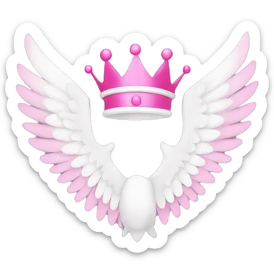 Crown and wings in pink and white sticker