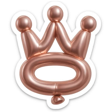 rose gold crown, metallic, soft pink, minimal background, balloon style sticker
