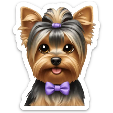 yorkie with a bow sticker