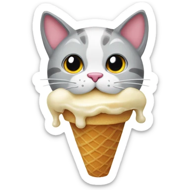 Cat eating ice cream cone sticker